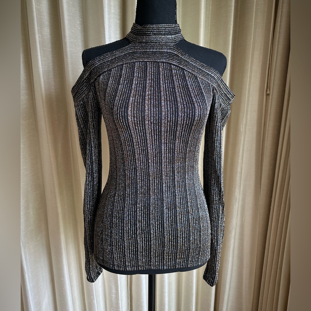 BCBG Max Azria open shoulder long sleeve top